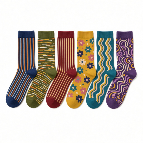 6 Pairs Mens Dress Funky Fashion Colorful Socks Causal Wedding Groovy 10-13