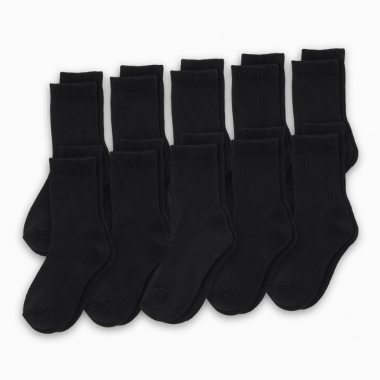 12 Pairs Mens Black Crew Socks Sports Work Athletic Cotton Socks Size 9-11 10-13