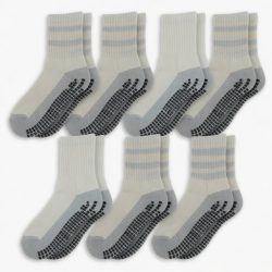 6 Pairs Gripper Non Skid Diabetic Cotton Crew Socks Non Binding Loose Fit Top