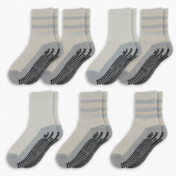 6 Pairs Gripper Non Skid Diabetic Cotton Crew Socks Non Binding Loose Fit Top