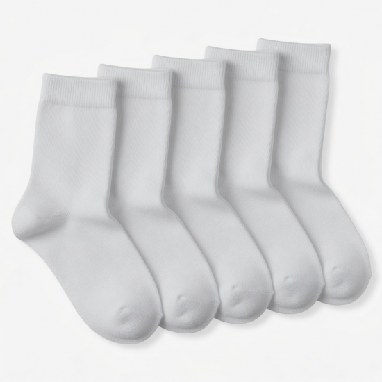 6 Pairs White Men Women Diabetic Crew Socks Circulatory Cushion Cotton Size 9-11