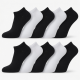 12 Pairs Men's Women's No-Show Low Cut Socks Black White Cotton Size; 9-11,10-13