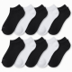12 Pairs Men's Women's No-Show Low Cut Socks Black White Cotton Size; 9-11,10-13