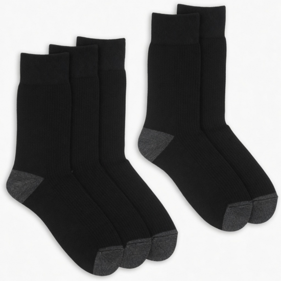 6 Pairs Men's Cotton Dress Crew Socks Comfortable Casual Soft Socks Size 10-13