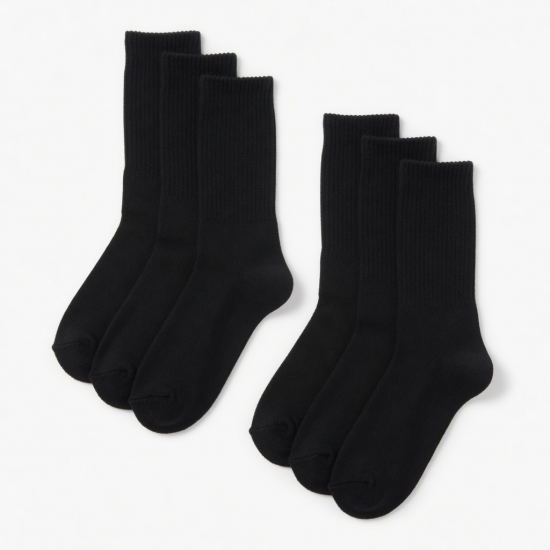 3,6,12 Pairs Men's Black Cushion Crew Socks Size 10-13