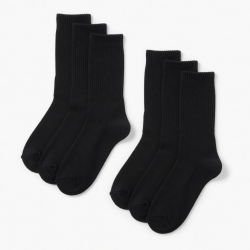 3,6,12 Pairs Men's Black Cushion Crew Socks Size 10-13
