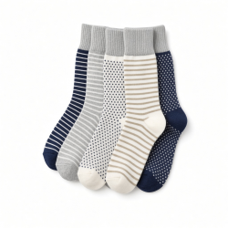 Crew Socks 5 Pairs Gift Set Soft Breathable Mixed Pattern Socks