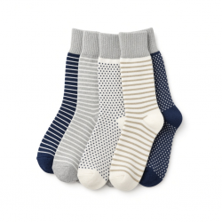 Crew Socks 5 Pairs Gift Set Soft Breathable Mixed Pattern Socks