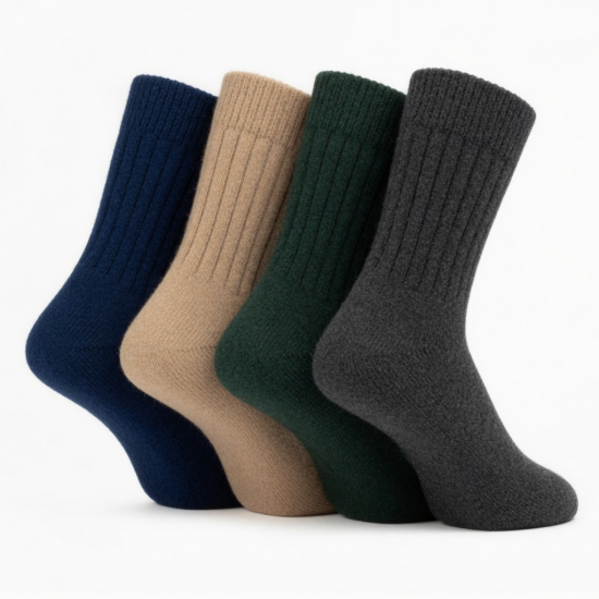 BRUBAKER Men's Women's Alpaca Wool Socks Winter Socks for Men Women 4 Pair Pack