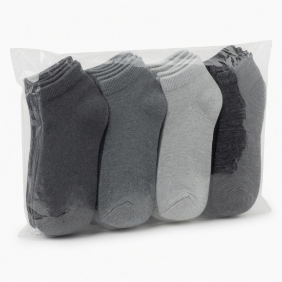Copper Fit Men's 9-pack Ankle Socks in Multi Grey 9-11, Shoe Sz 4-10