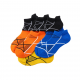Men's Athletic Low Cut Socks Size S Geometric Black 3 Pairs Orange/Blue/Yellow