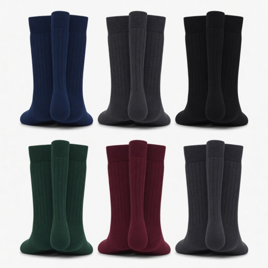 Lavencious Men's Bamboo Fiber Knee High Socks 6 Pairs Shoe Size 7-13