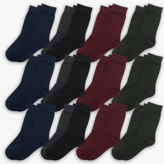 12 pairs Men's Dress Socks Super Soft Thin Socks Lightweight Comfort Solid