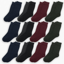 12 pairs Men's Dress Socks Super Soft Thin Socks Lightweight Comfort Solid