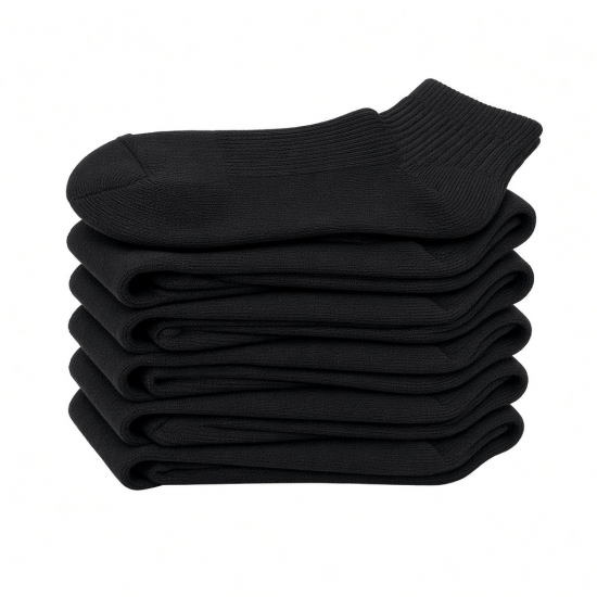 5 pairs Men's Cotton Sweat Absorbing Embroidered Crest Athletic Socks size 9-11