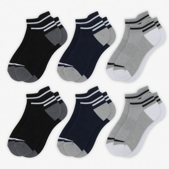 6 Pairs Men Athletic Ankle Socks Cushioned Running Sock Size 7-11