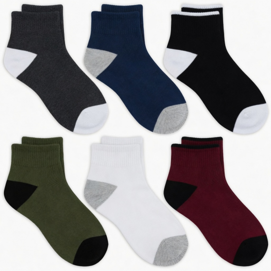 6 Pairs Mens Mid Cut Ankle Quarter Athletic Casual Sport Cotton Socks Size 6-12