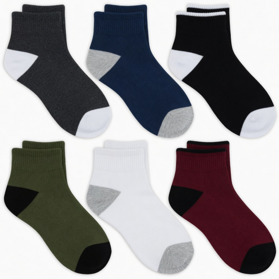 6 Pairs Mens Mid Cut Ankle Quarter Athletic Casual Sport Cotton Socks Size 6-12