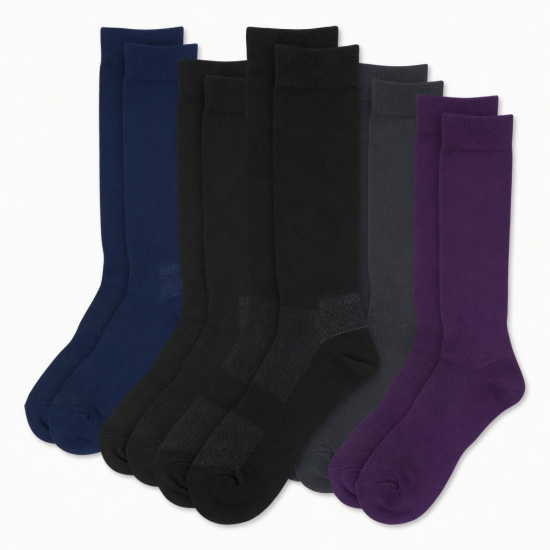 (5 Pairs)15-20mmHg Graduated Compression Support Socks Knee High Men Women S-XXL