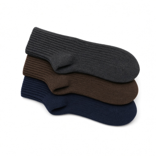 3 Pack Men 100%Merino Wool Crew Socks Thicken Dress Solid Thermal Boot Winter
