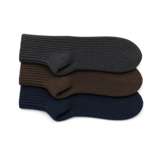 3 Pack Men 100%Merino Wool Crew Socks Thicken Dress Solid Thermal Boot Winter