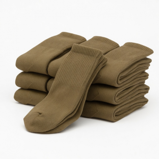 6 Pair USOA GI MILITARY SURPLUS ANTI-MICROBIAL BOOT SOCK - Coyote - Athletic