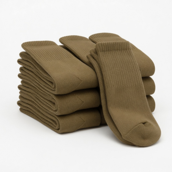 6 Pair USOA GI MILITARY SURPLUS ANTI-MICROBIAL BOOT SOCK - Coyote - Athletic