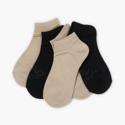 Falls Creek unisex No-Show Liner Socks 4 Pairs 7-12 Beige/Black Gel Grip