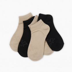 Falls Creek unisex No-Show Liner Socks 4 Pairs 7-12 Beige/Black Gel Grip
