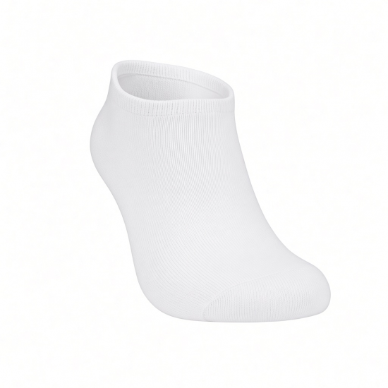 Men's solid color sports cotton boat socks in white/black
