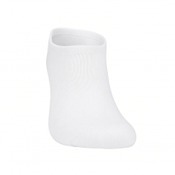 Men's solid color sports cotton boat socks in white/black