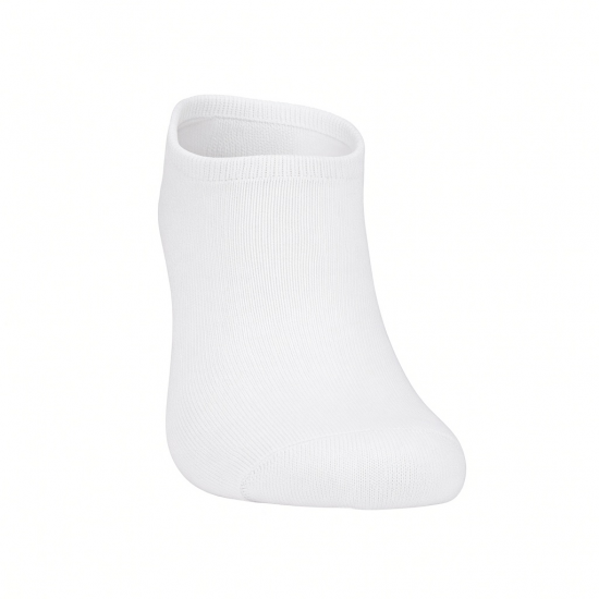 Men's solid color sports cotton boat socks in white/black