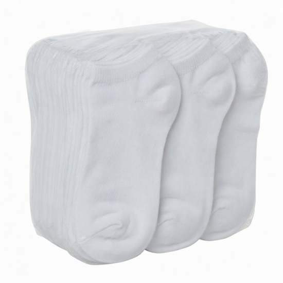 White Low Cut Ankle Socks Solid Pattern, One Size - 10 Pairs Pack