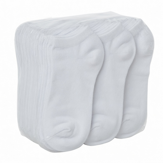 White Low Cut Ankle Socks Solid Pattern, One Size - 10 Pairs Pack